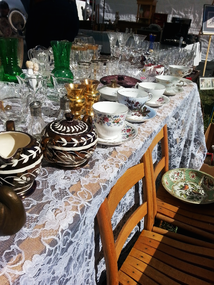 Happily setting the table for holiday meals