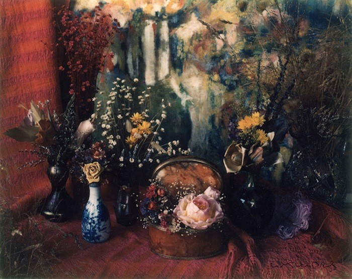 Marie Cosindas. Floral with Marie Cosindas Painting, Boston. 1965. Dye transfer print mounted to board. Signed, titled, and dated on mount recto. 6 1/2 x 8 inches
